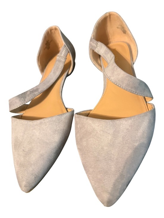 Express Shoes - Express Women's Light Gray Pointed Suede D'Orsay Flats